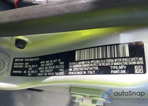 2016 Fiat 500X Easy z USA, uszkodzony, nr VIN ZFBCFXBT0GP347795